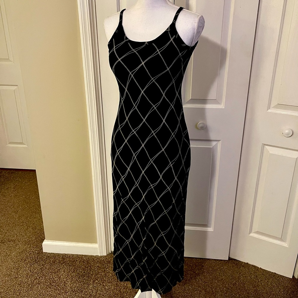 Black Patterned Slip Dress